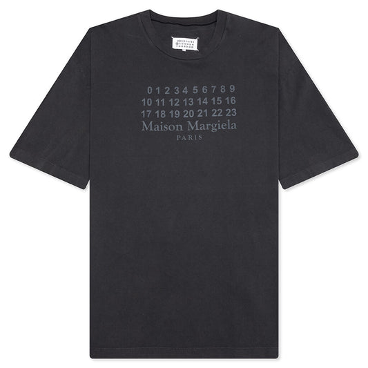 Number Logo Cotton T-Shirt - Washed Black