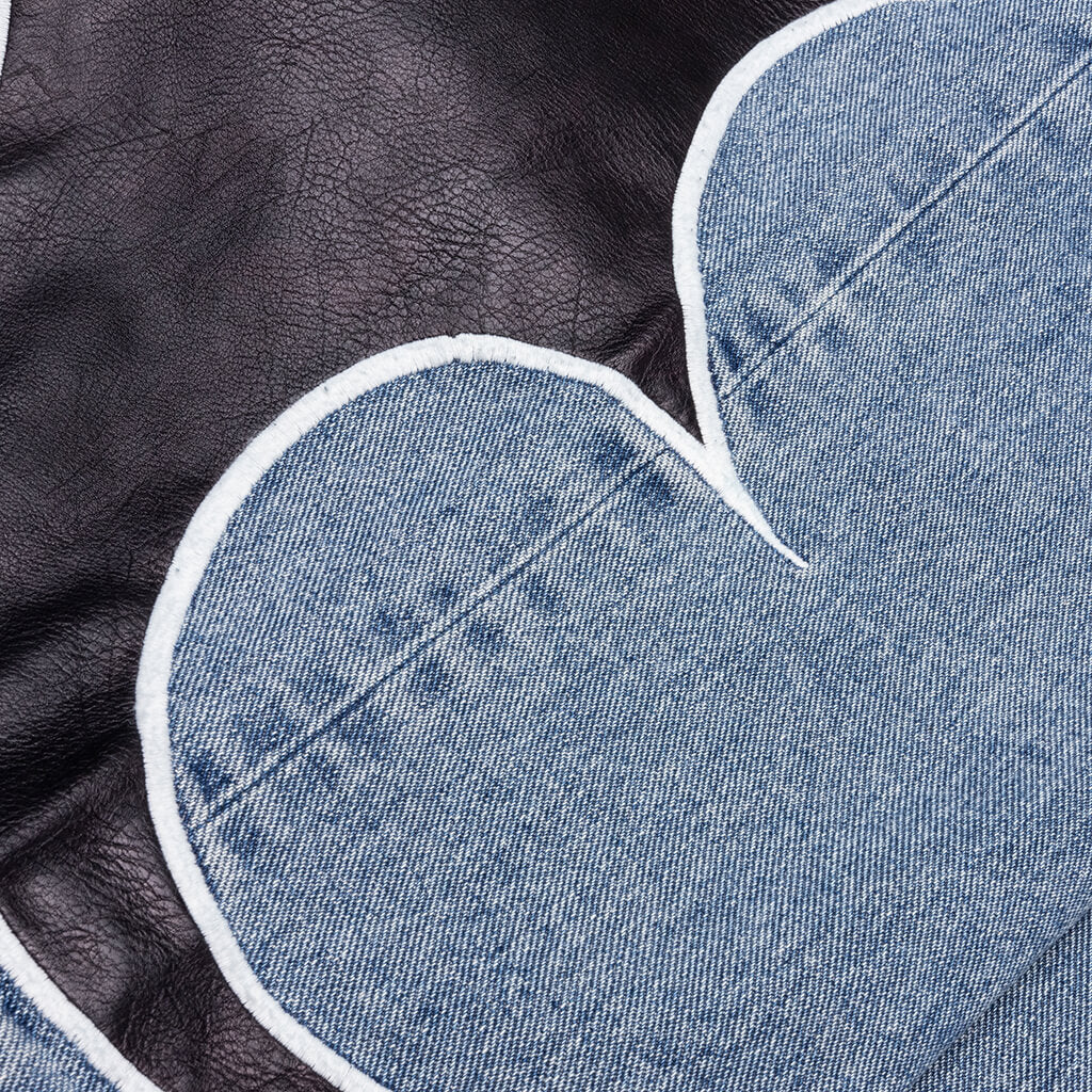 Leather Washing Denim Pants - Blue