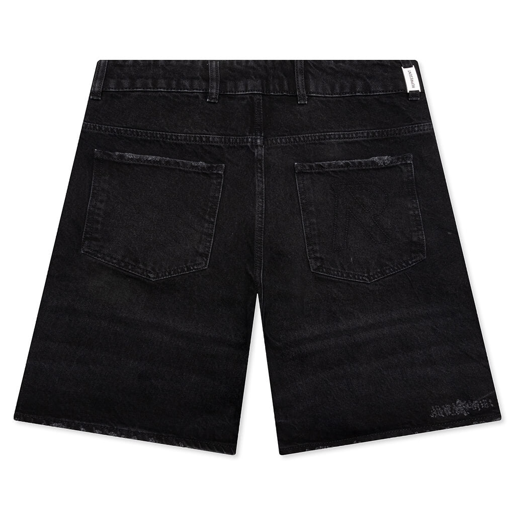 Tailored Denim Shorts - Black