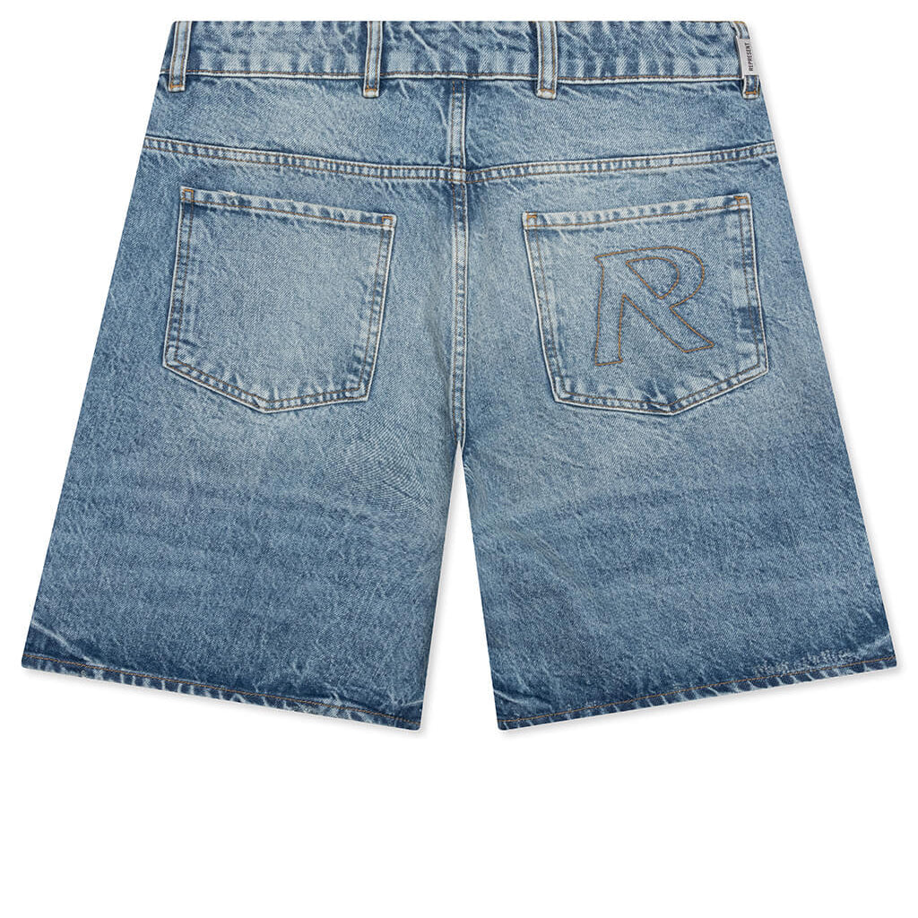 Tailored Denim Shorts - Blue