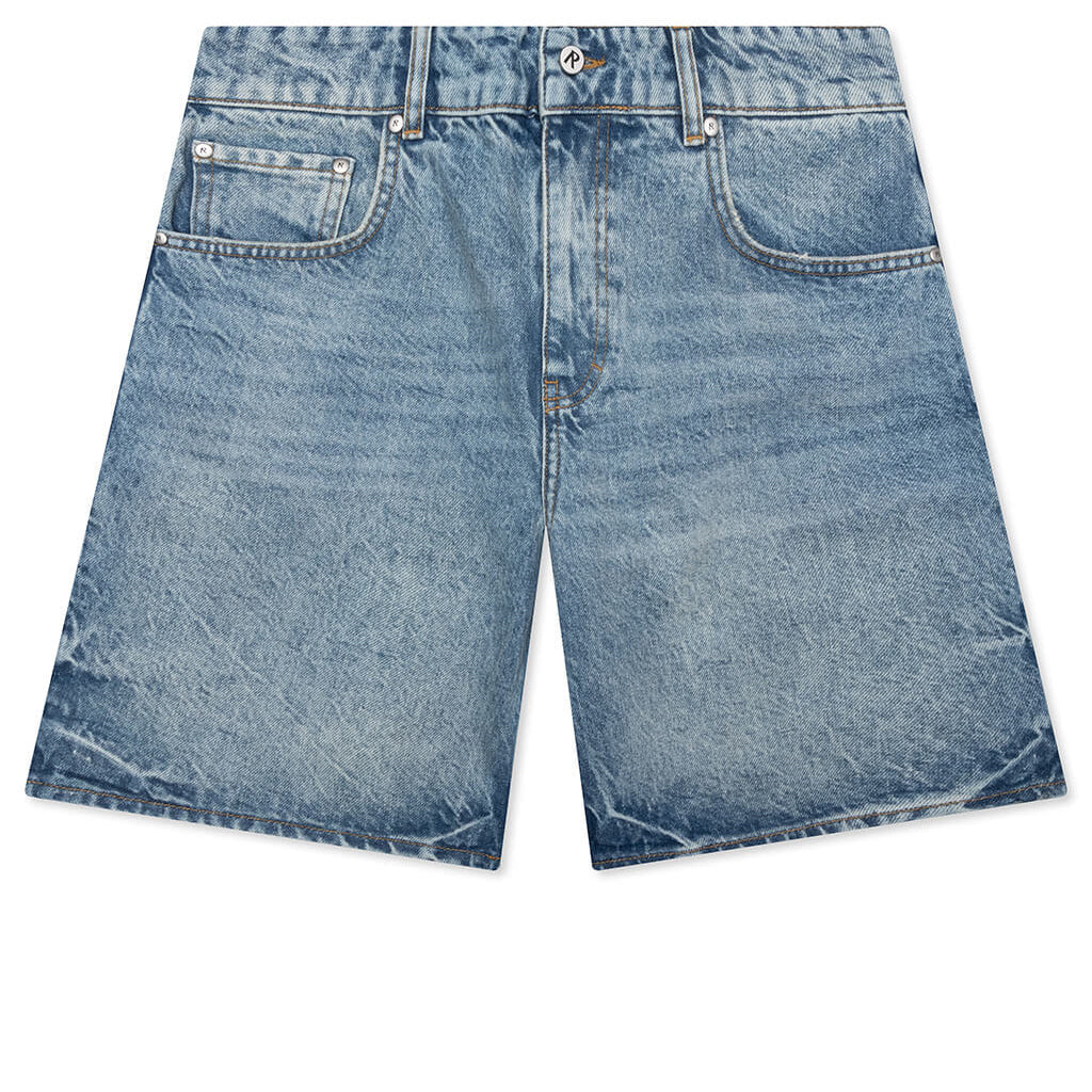 Tailored Denim Shorts - Blue