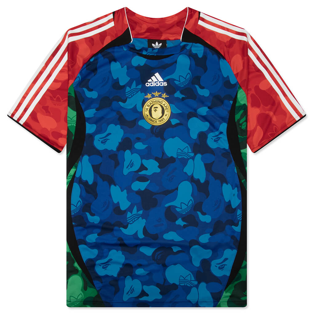 adidas Originals x BAPE Teamgeist Hockey Tee - Blue/Red/Green