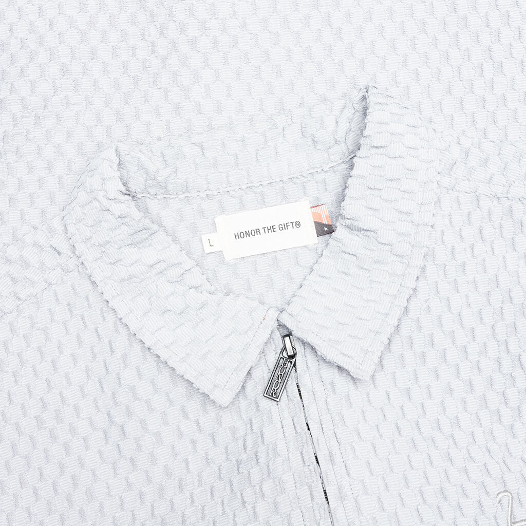 Textured Knit Quarter Zip - Grey