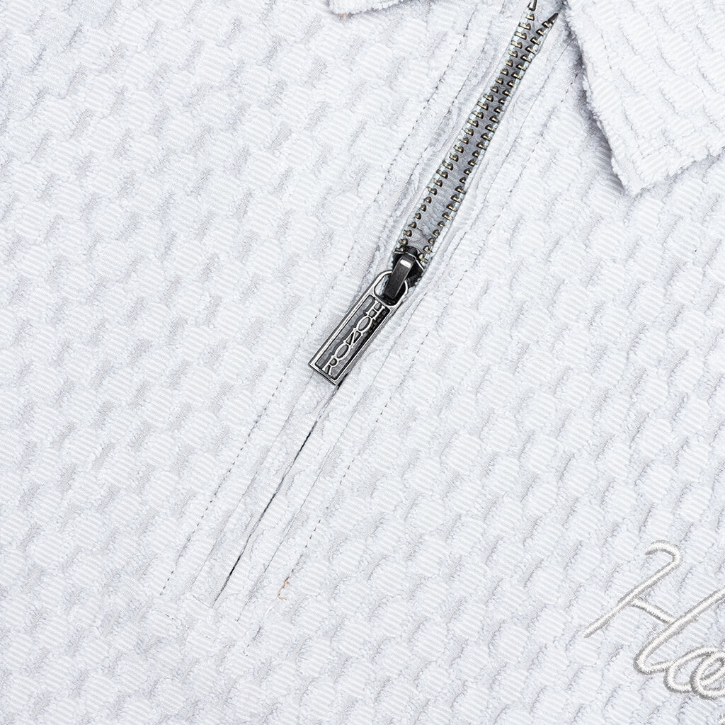 Textured Knit Quarter Zip - Grey