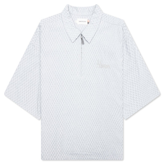 Textured Knit Quarter Zip - Grey