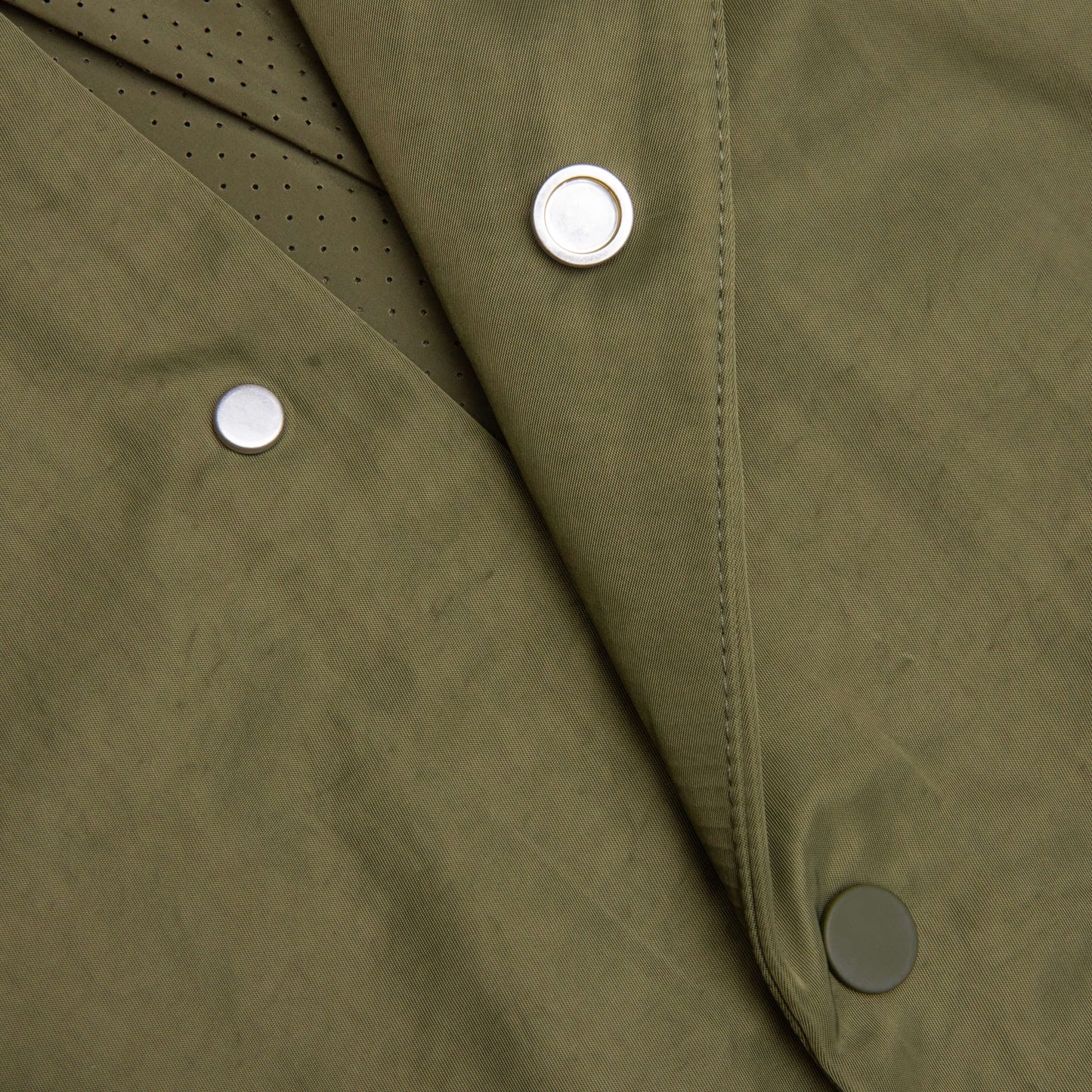 Textured Nylon Hooded Coaches Jacket - Military