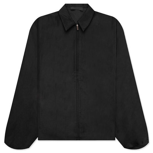 Textured Nylon Trucker Jacket - Black
