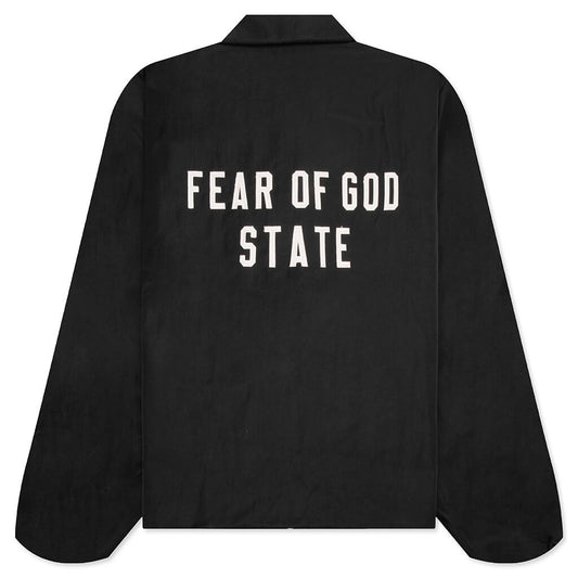 Textured Nylon Trucker Jacket - Black