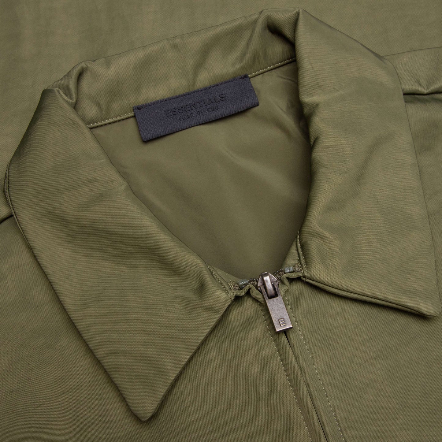 Textured Nylon Trucker Jacket - Military