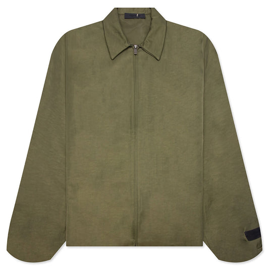 Textured Nylon Trucker Jacket - Military