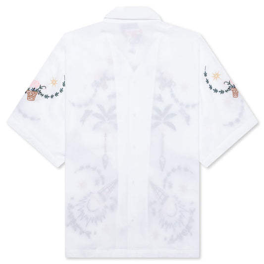 The Palms S/S Woven Crop Fit - White