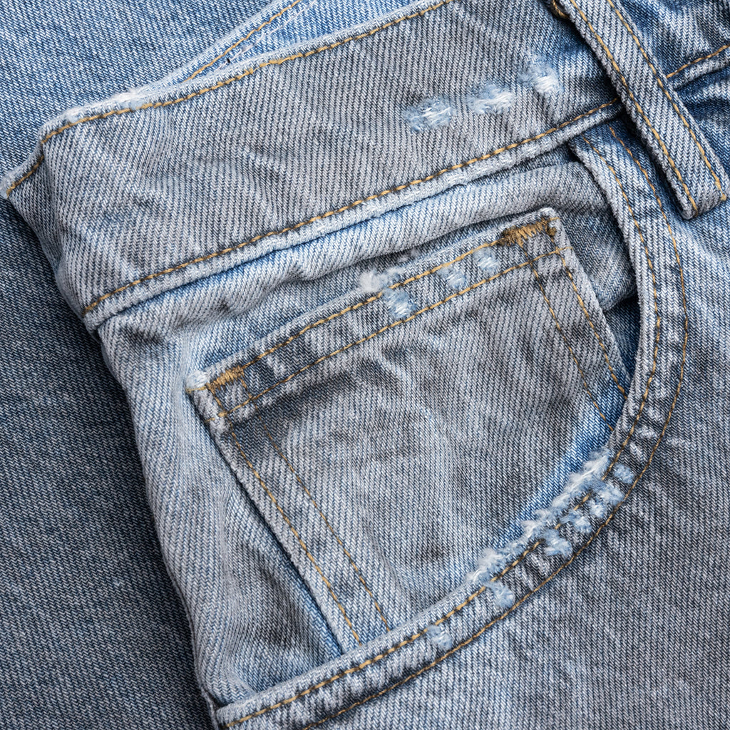 Thrashed Baggy 5 Pocket Shorts - Light Wash