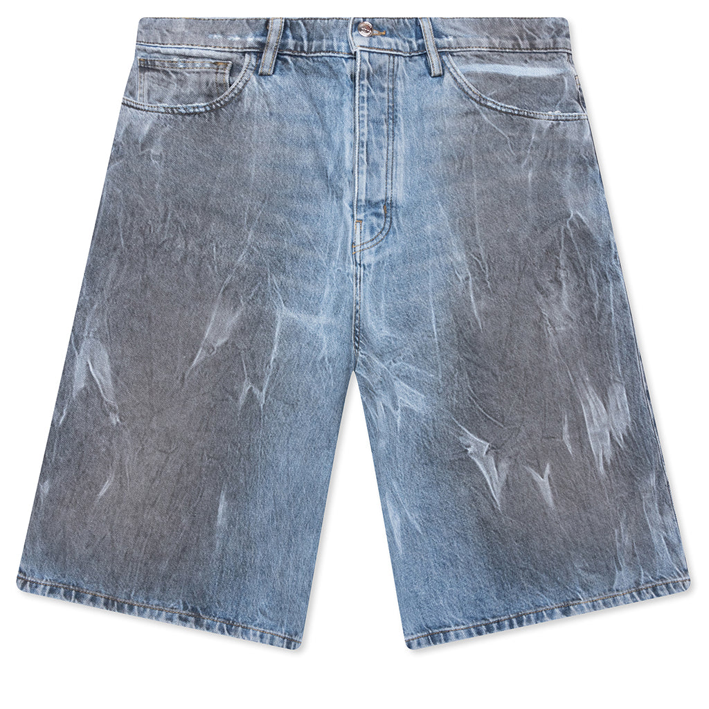 Thrashed Baggy 5 Pocket Shorts - Light Wash