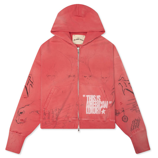 Time Capsule Zip-Up Hoodie - Faded Red