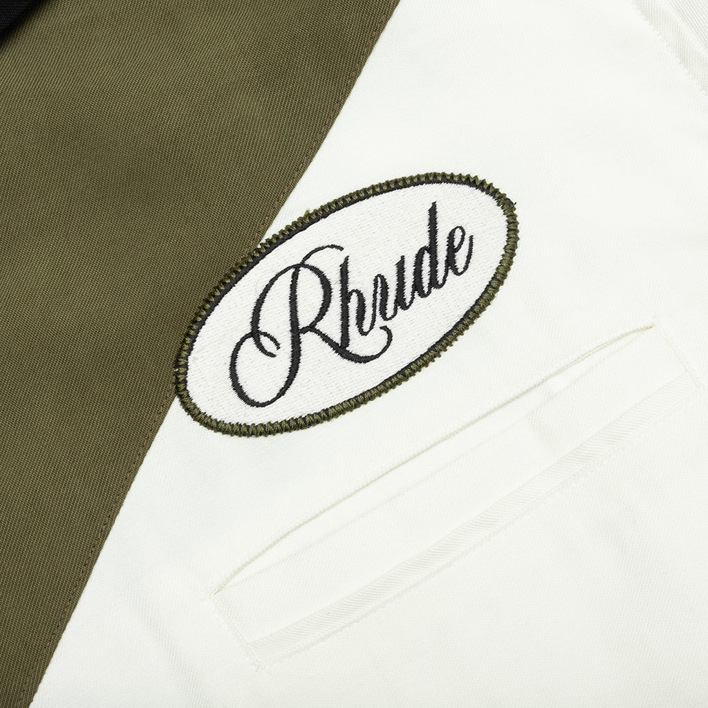 Town and Country Bowling Shirt - Military Green/Off White
