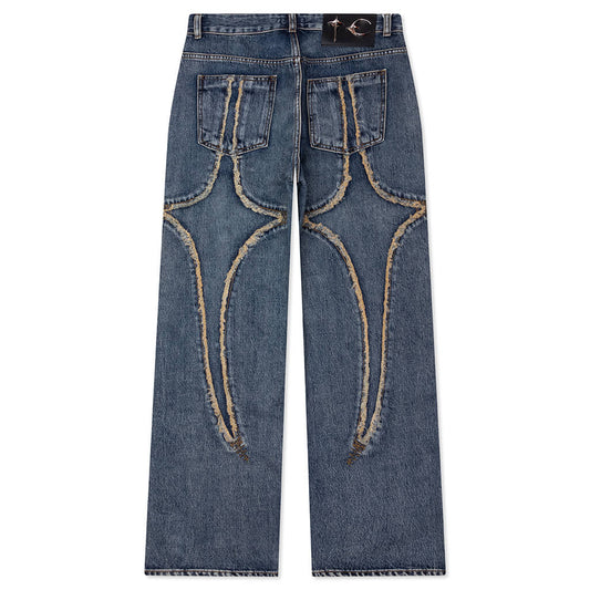 Tribal Denim Pants - Blue
