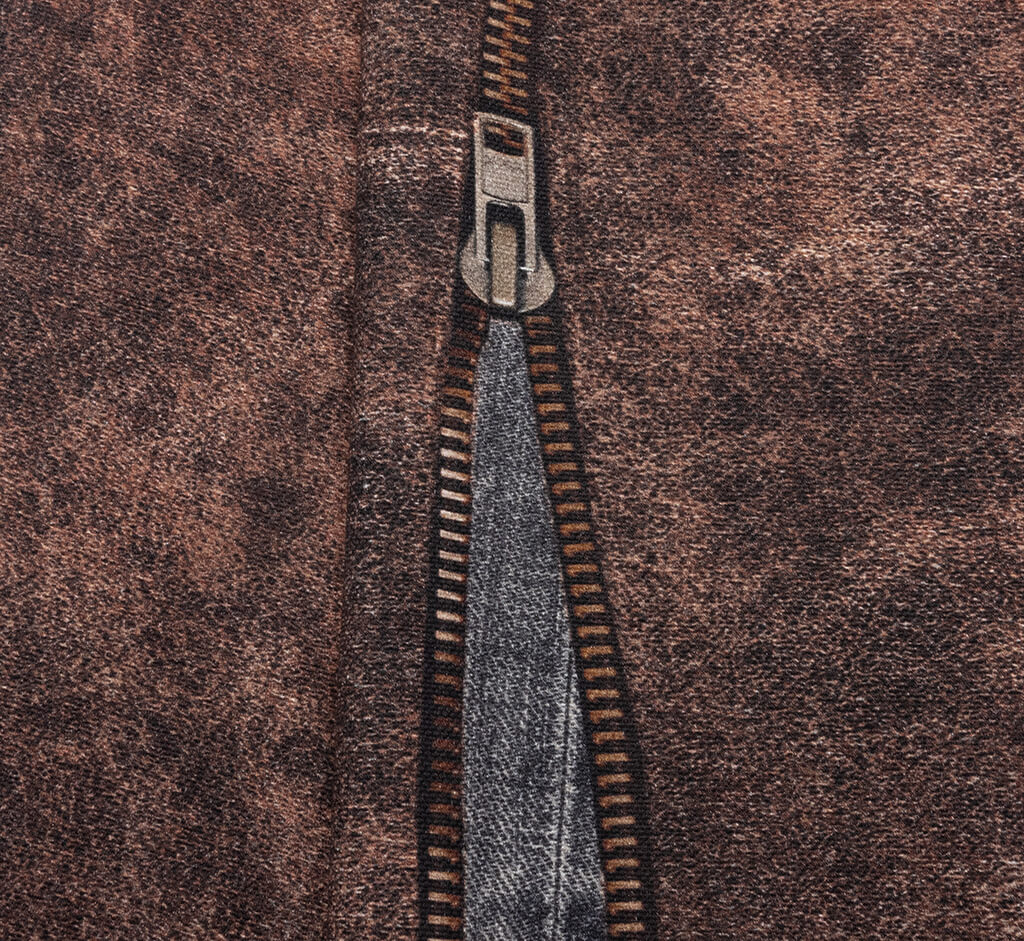 Regular Fit Trompe-l’oeil Printed Jeans - Blue/Brown