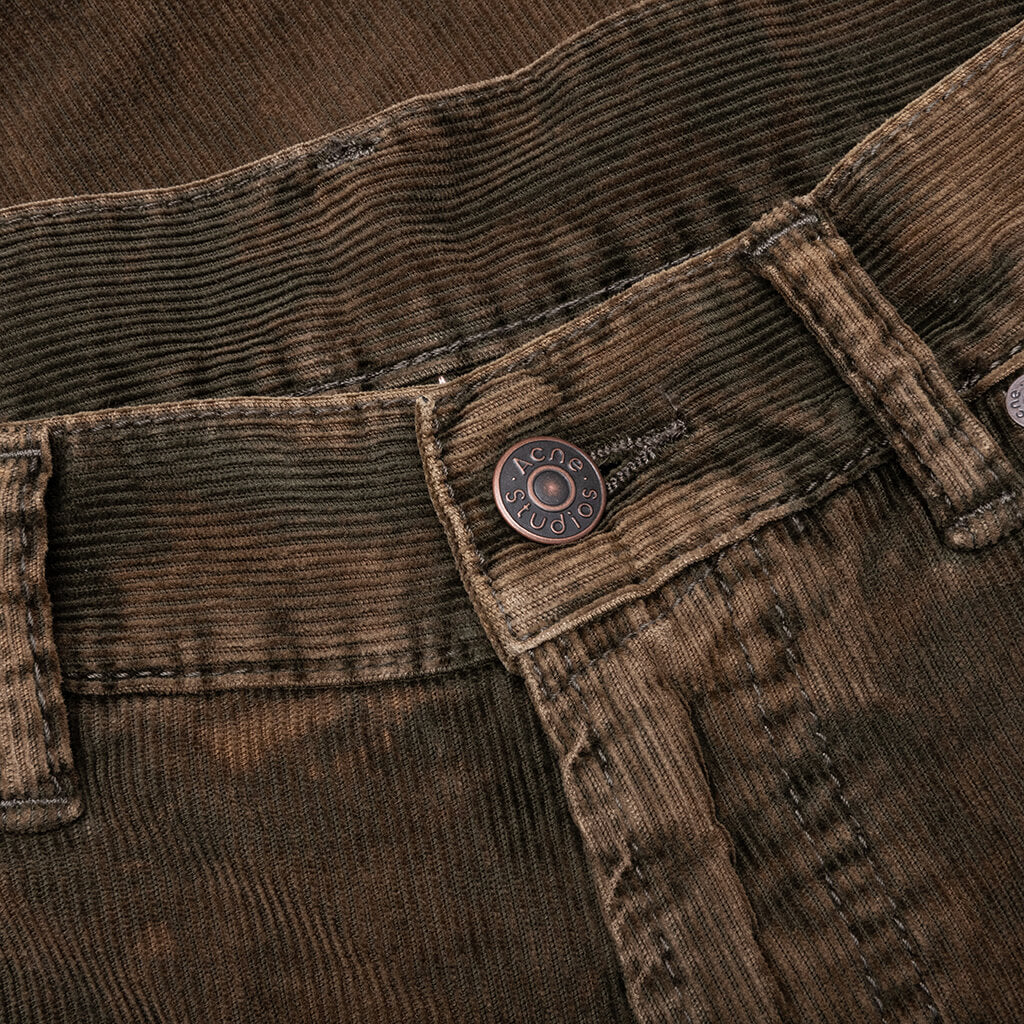Stonewash Corduroy Trousers - Olive Green