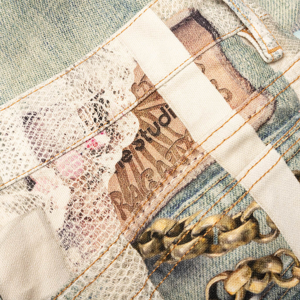 1981 Loose Fit Trompe-l’oeil Print Denim - White/Green