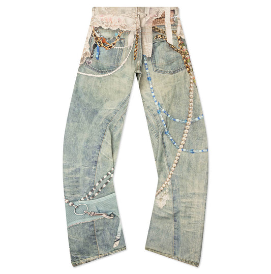 1981 Loose Fit Trompe-l’oeil Print Denim - White/Green