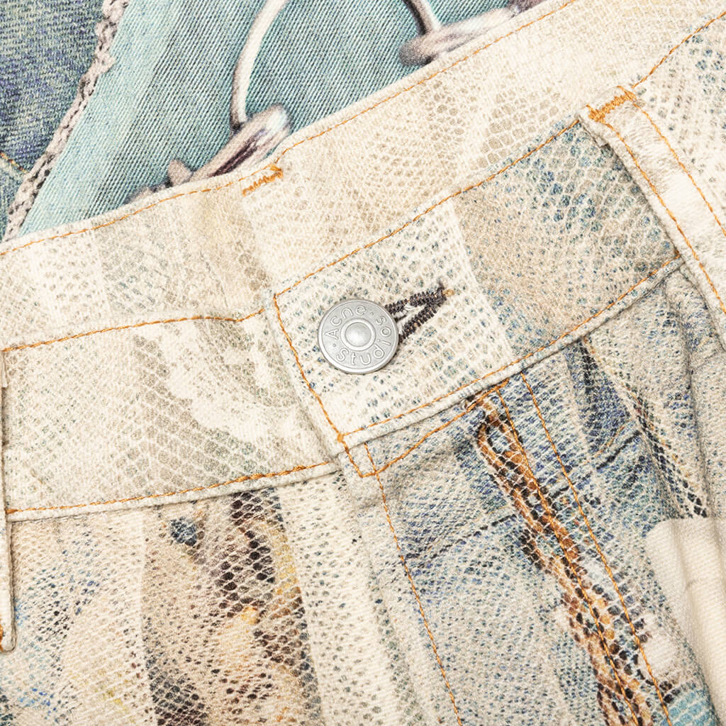 1981 Loose Fit Trompe-l’oeil Print Denim - White/Green