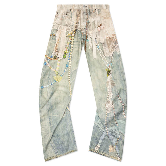 1981 Loose Fit Trompe-l’oeil Print Denim - White/Green