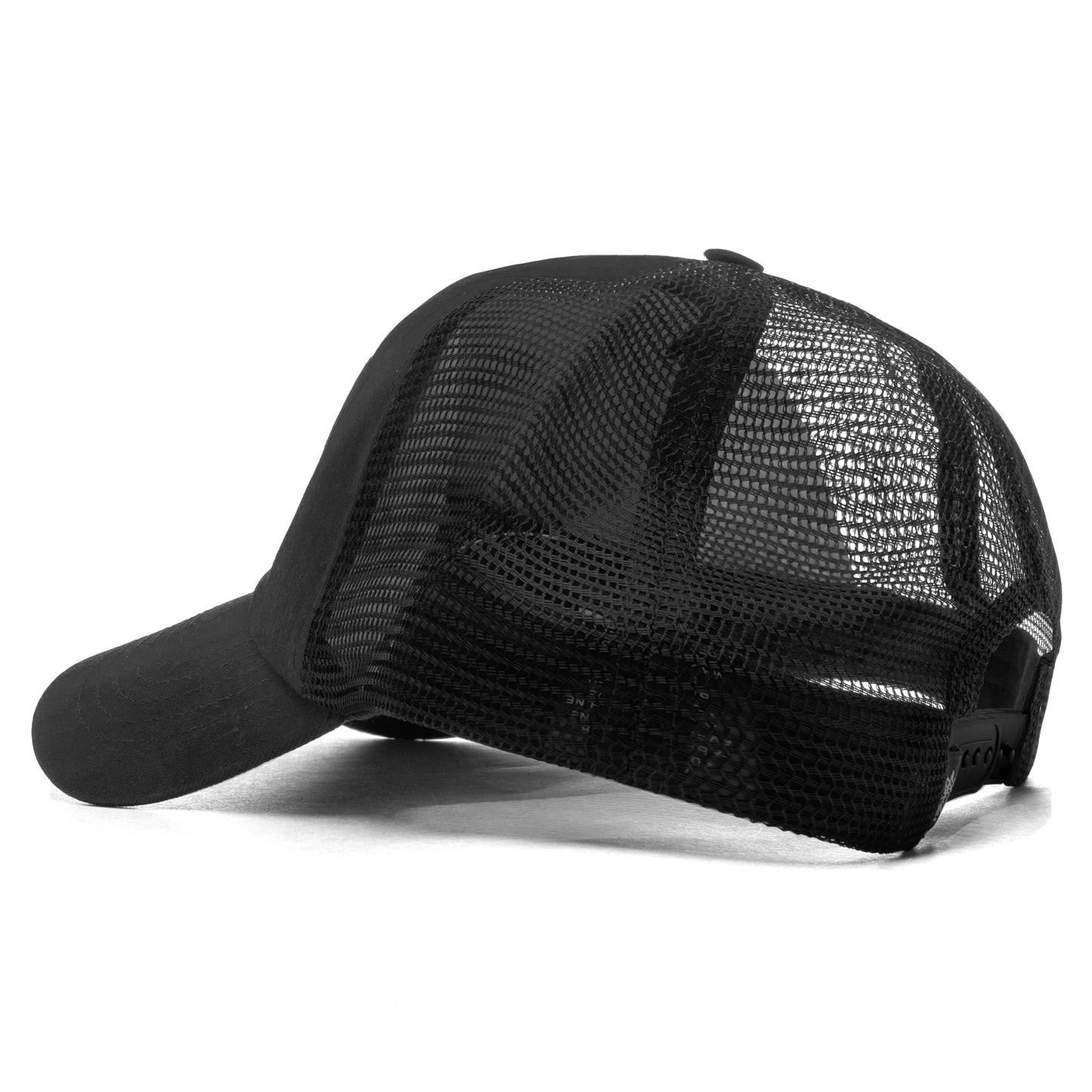 Waxed Cursive Stitched Trucker Snapback - Black