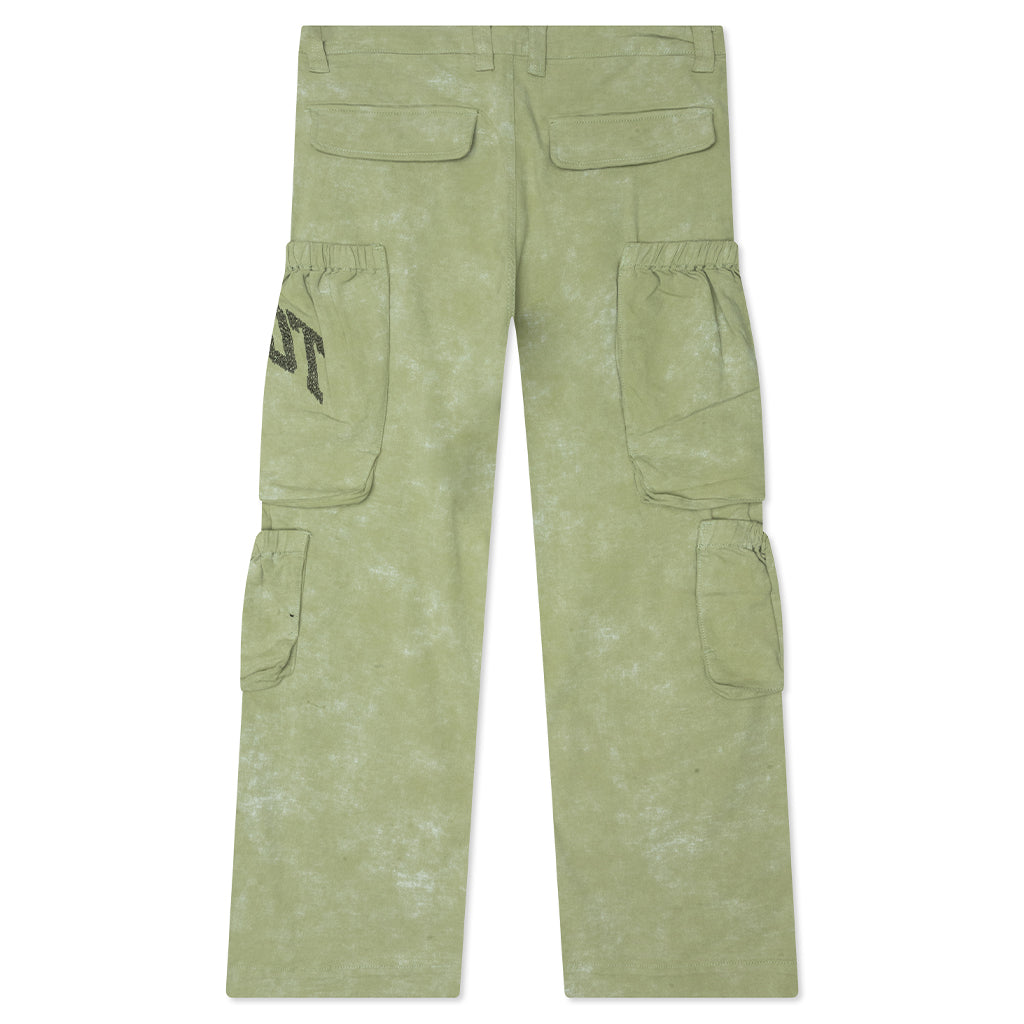 Twill Cargo Wide Leg Pant - Green