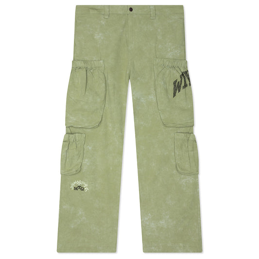 Twill Cargo Wide Leg Pant - Green