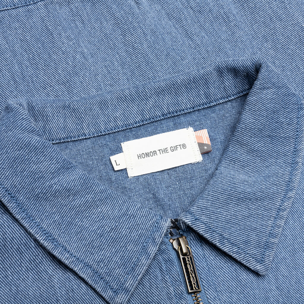 Twill Full Zip Shirt - Blue