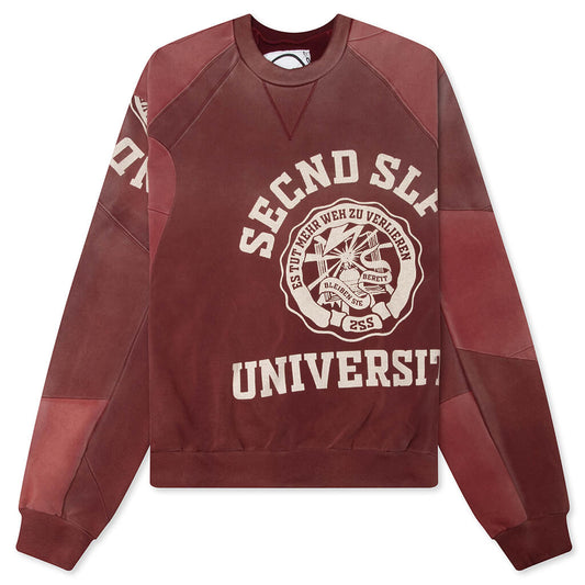 University Patchwork Crewneck - Red