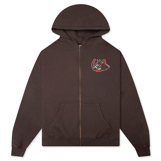 Valley Riders Zip Up Hoodie - Sun Faded Washed Brown