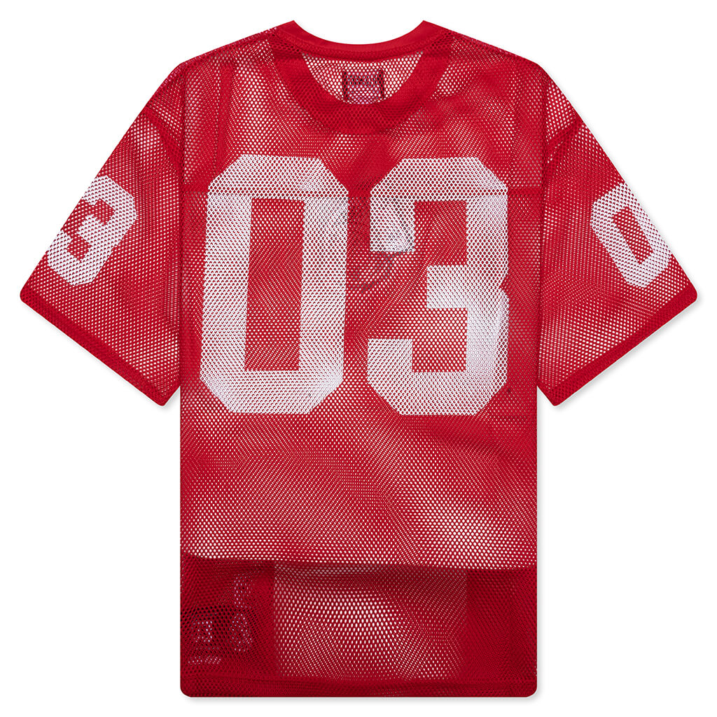 Varsity S/S Crop Fit Knit Football Jersey - Red