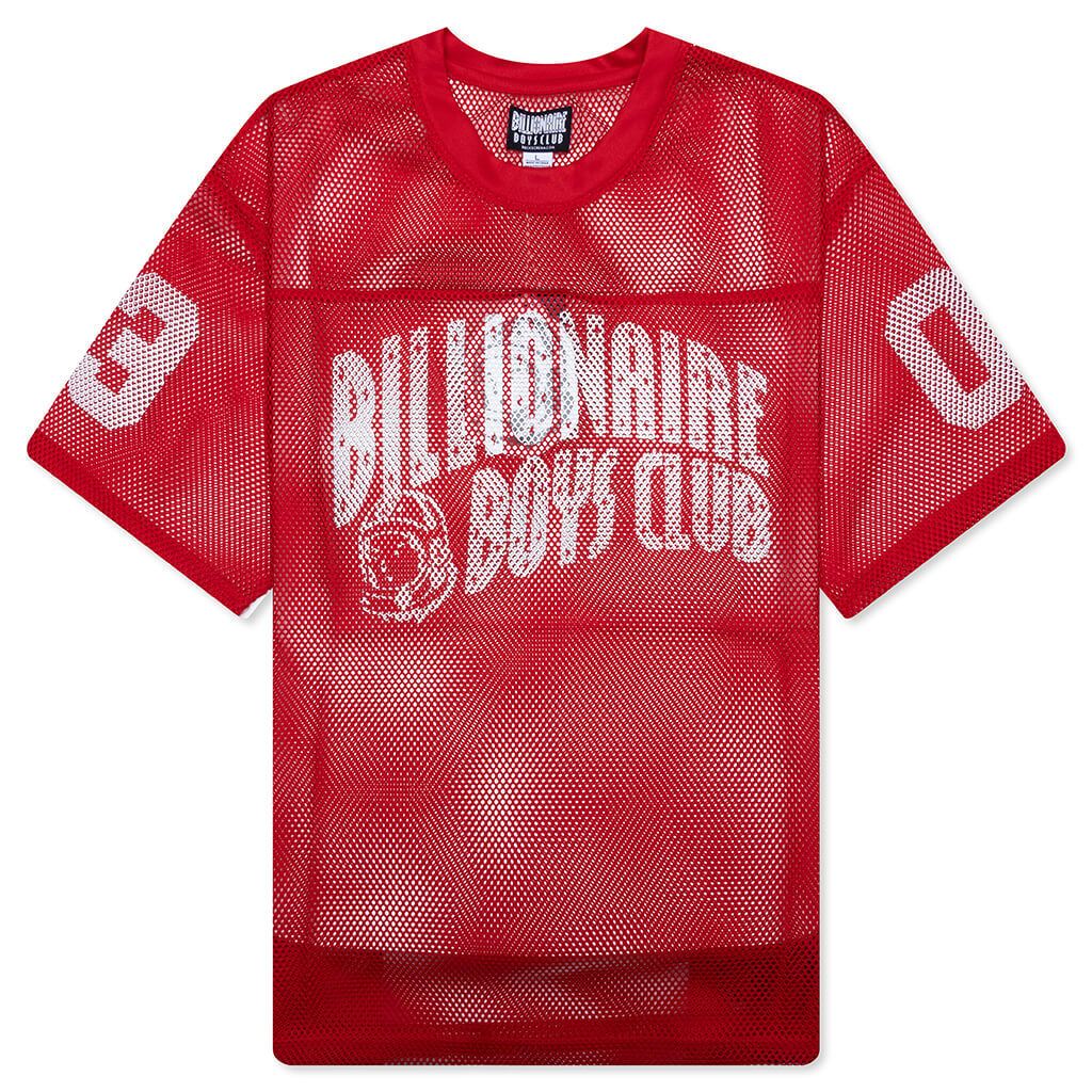 Varsity S/S Crop Fit Knit Football Jersey - Red