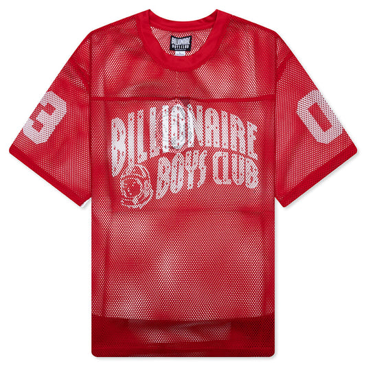 Varsity S/S Crop Fit Knit Football Jersey - Red