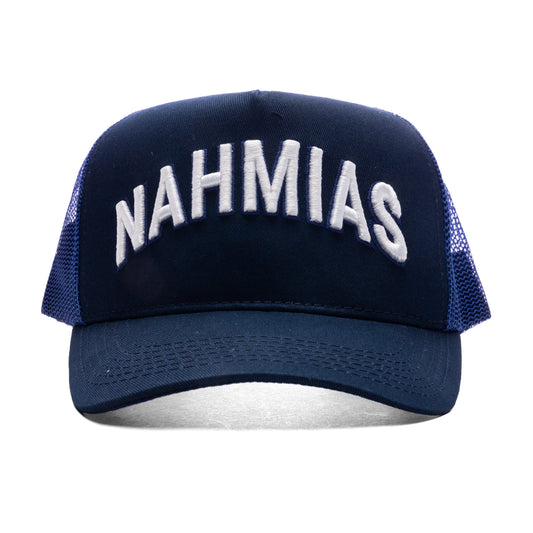 Varsity 'Nahmias' Trucker Hat - Azul Canvas