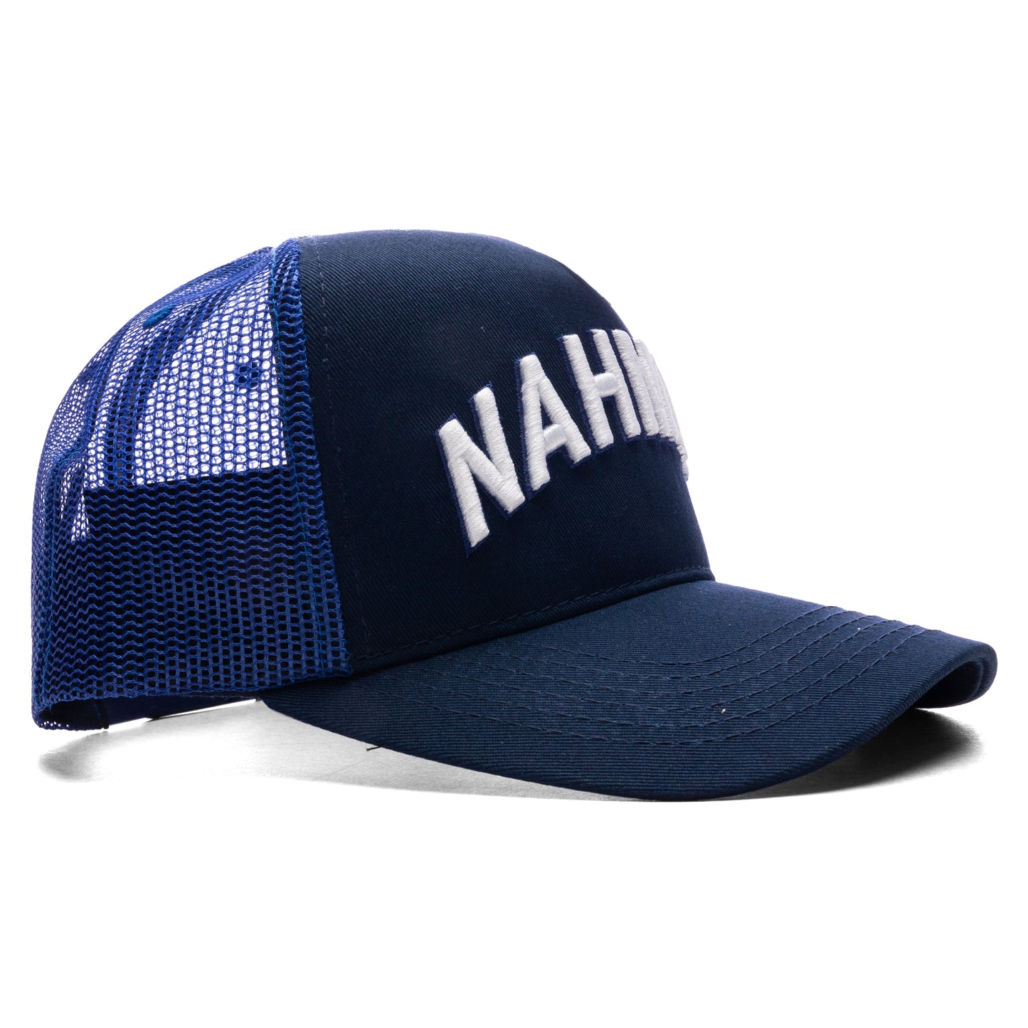 Varsity 'Nahmias' Trucker Hat - Azul Canvas