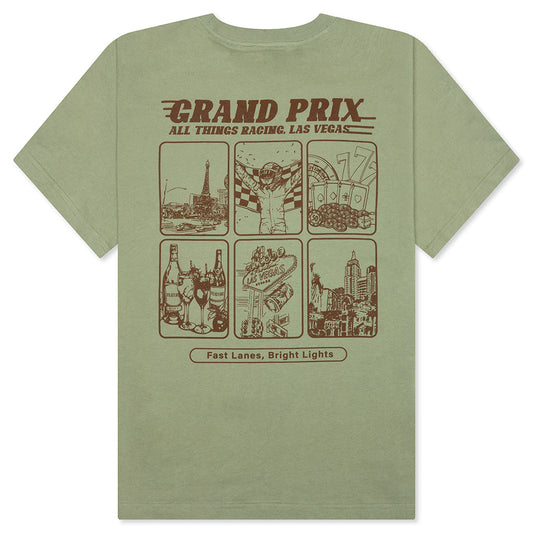 Vegas Racer Comic Tee - Oil Green - DNML