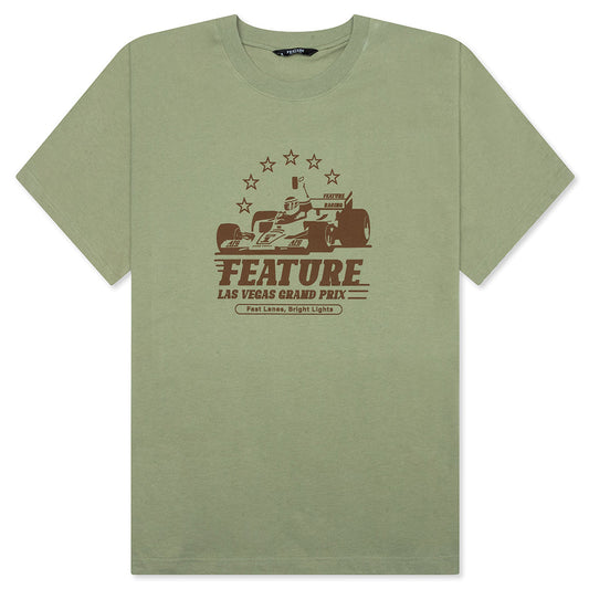 Vegas Racer Comic Tee - Oil Green - DNML