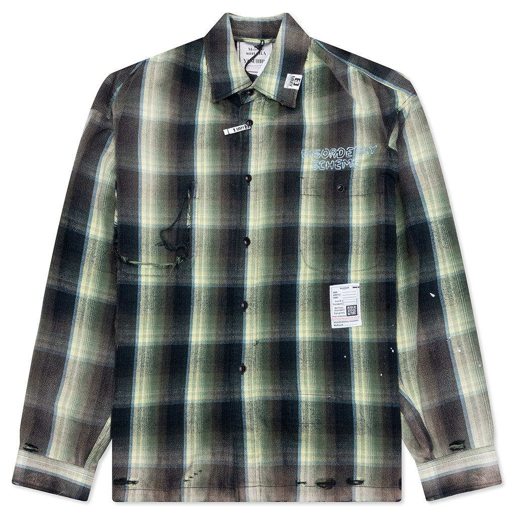 Vintage Like Check L/S Shirt - Green