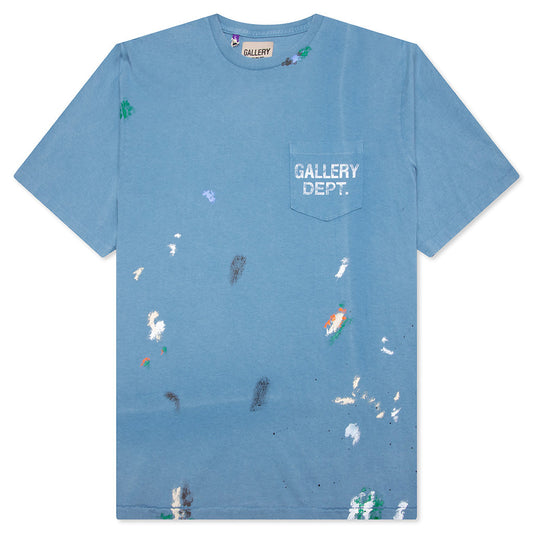 Vintage Logo Painted Tee - Dusty Blue