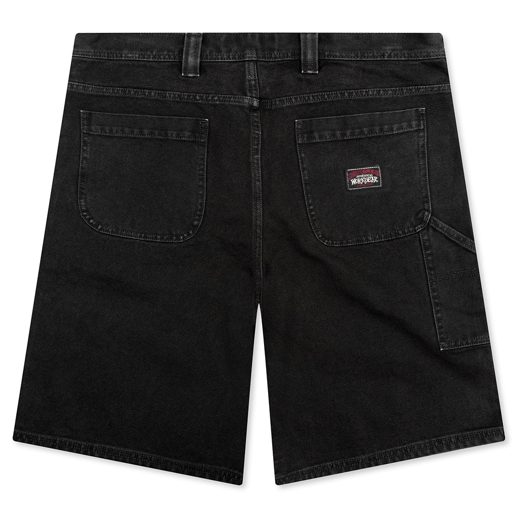 Washed Canvas Work Short - Black