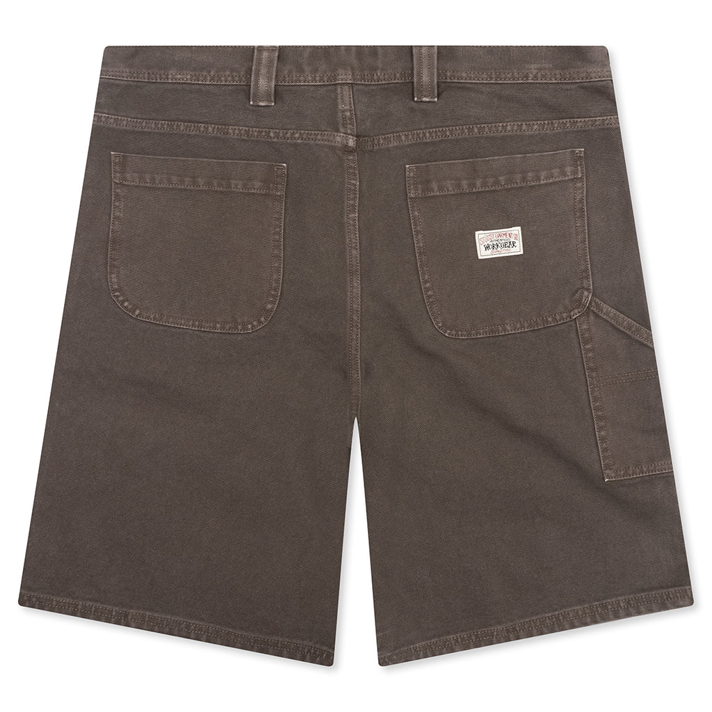 Washed Canvas Work Short - Brown
