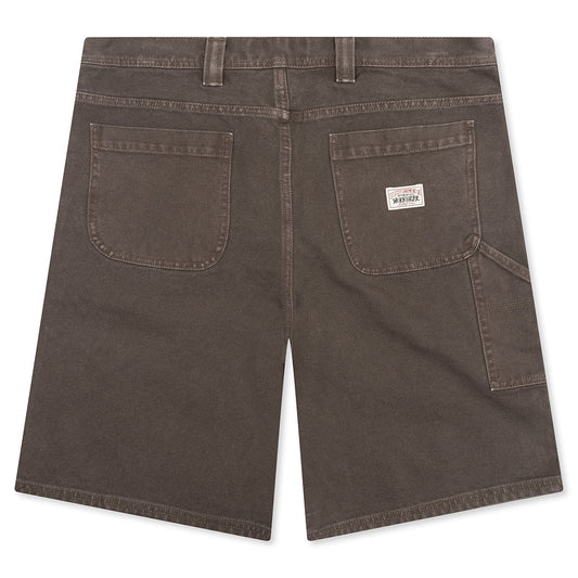 Washed Canvas Work Short - Brown