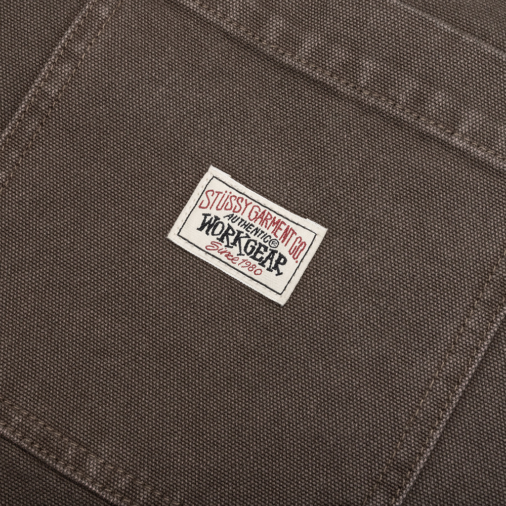 Washed Canvas Work Short - Brown