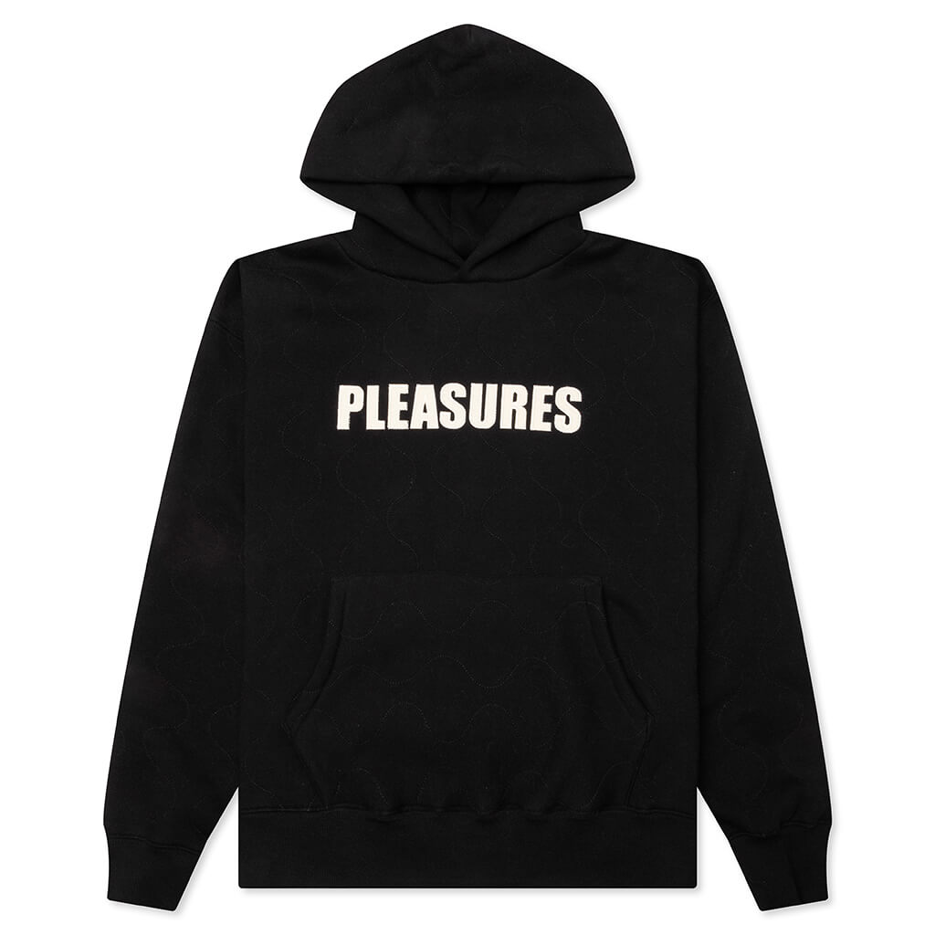 Wave Quilted Hoodie - Black