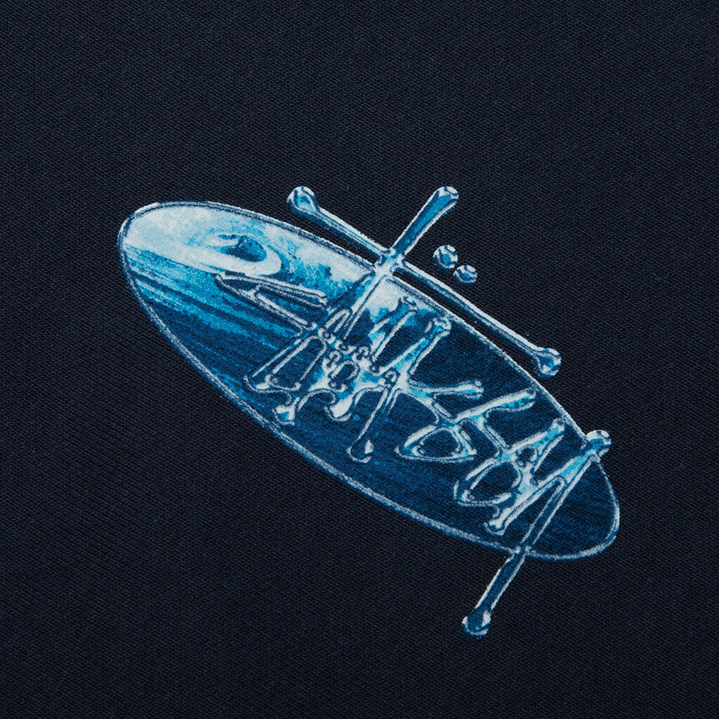 Wave Oval Hoodie - Navy
