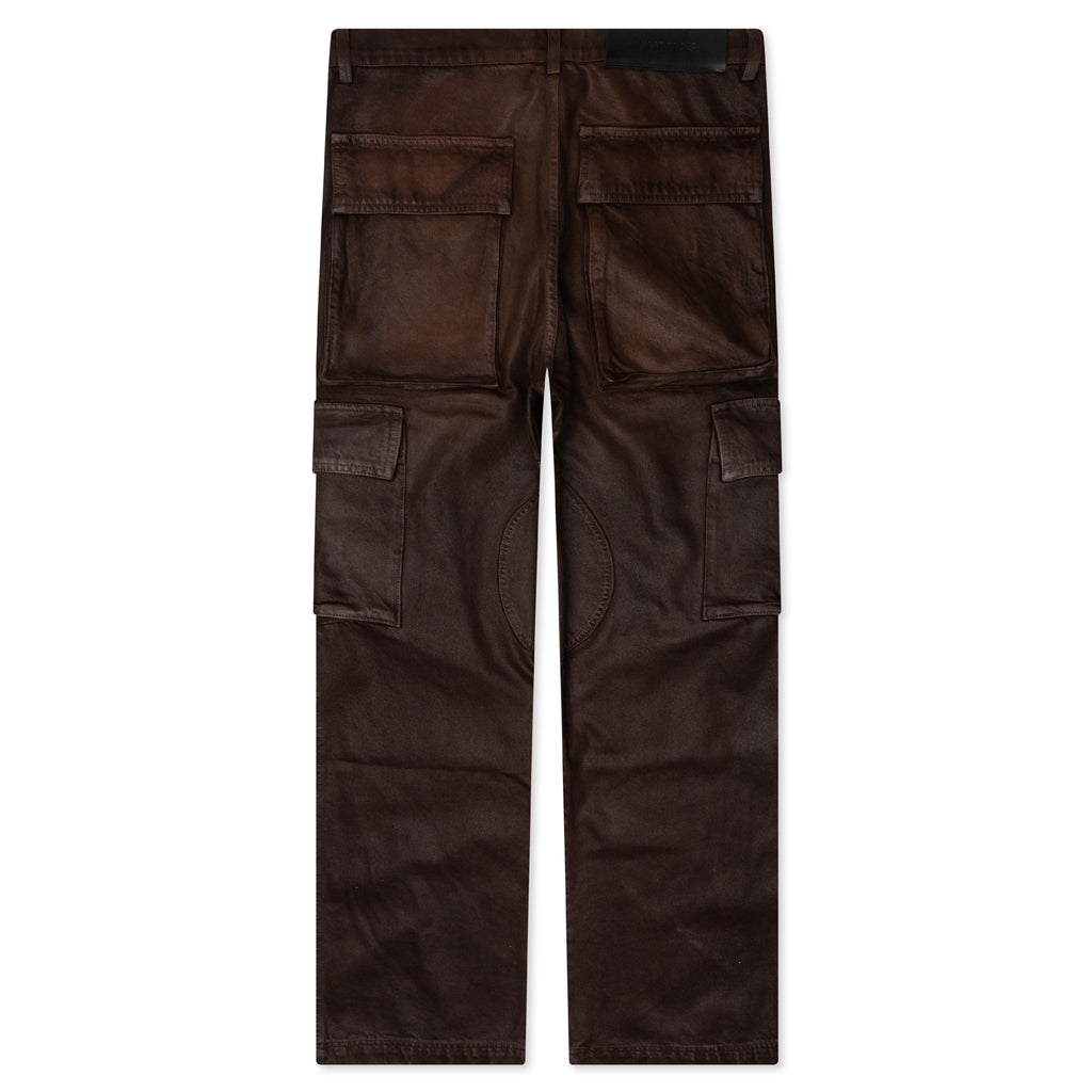 Waxed Denim Logo Cargo Pant -Brown Wash