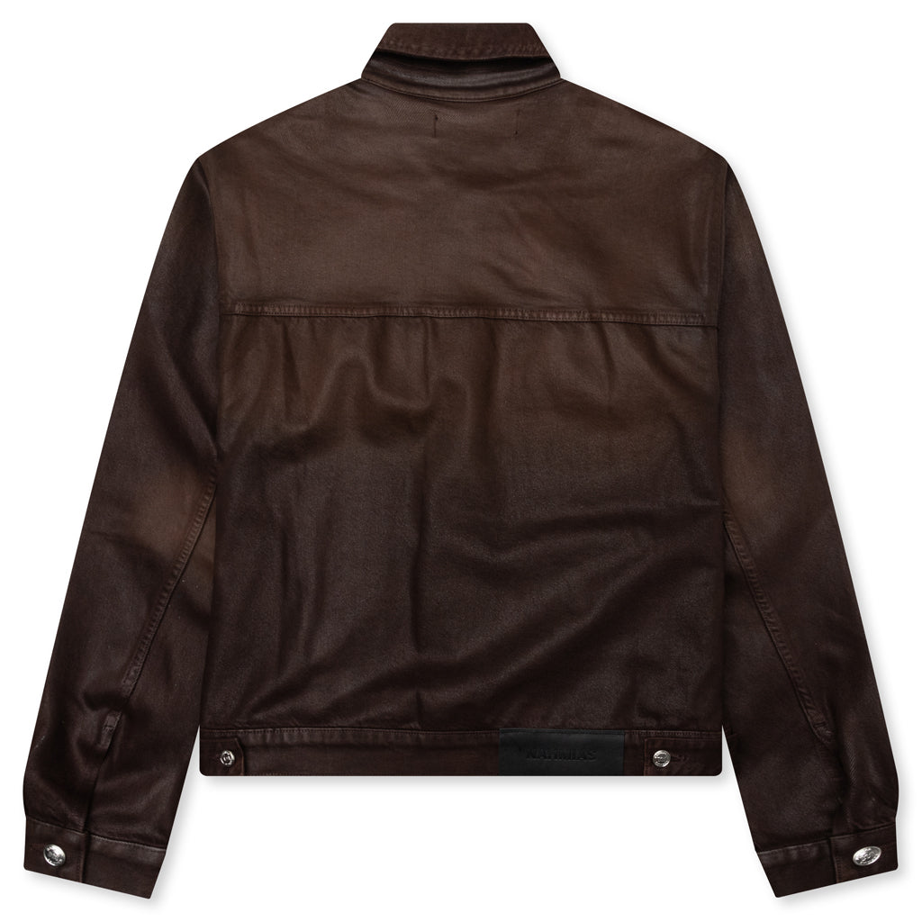 Waxed Denim Trucker Jacket - Brown Wash