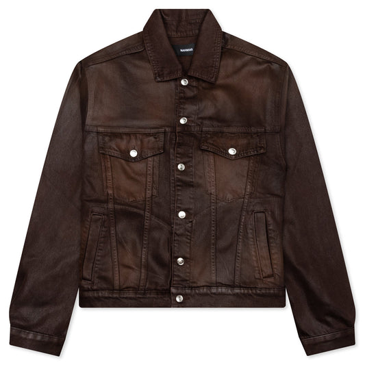 Waxed Denim Trucker Jacket - Brown Wash